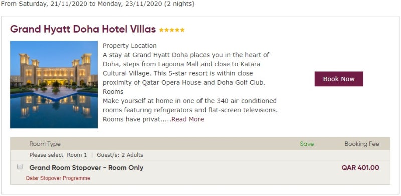 카타르 스톱오버 5성급 2박 QAR401, USD110, 13만원