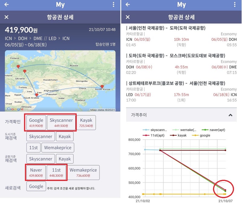 6/5(일) ~ 6/18(토) 서울 - 도하(카타르 스탑오버 2박) - 모스크바 // 상트페테르부르크 - 서울 41만원