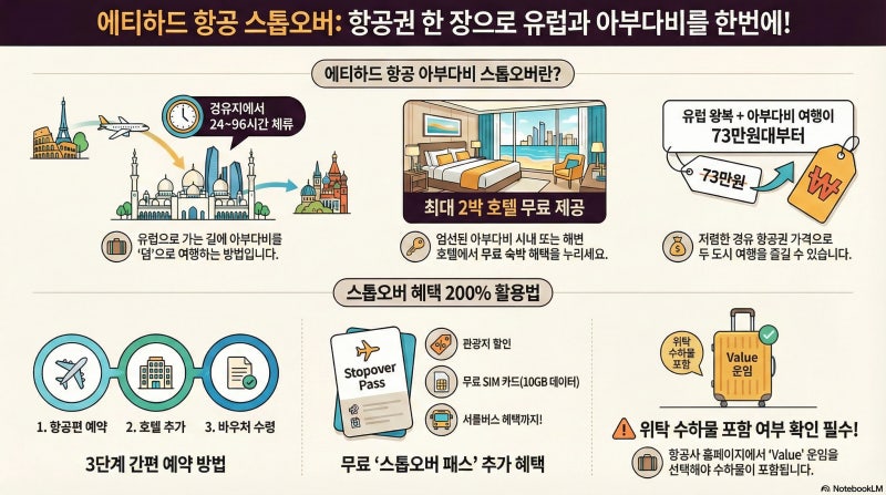 아부다비 스톱오버에 대한 인포그래픽 by NotebookLM