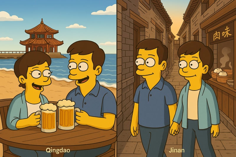 칭다오 해변에서 맥주 한잔 & 지난 거리 산책