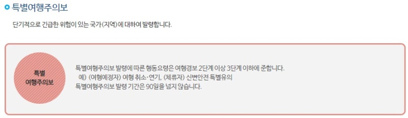 특별여행주의보 - 외교부 해외안전여행