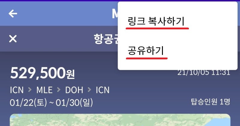 항공권 공유하기