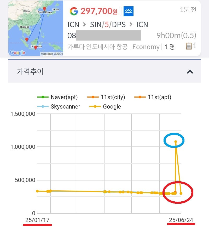 가루다항공, 여름 초성수기, 서울 출발/도착, 싱가포르 in 발리 out 5일 29만원