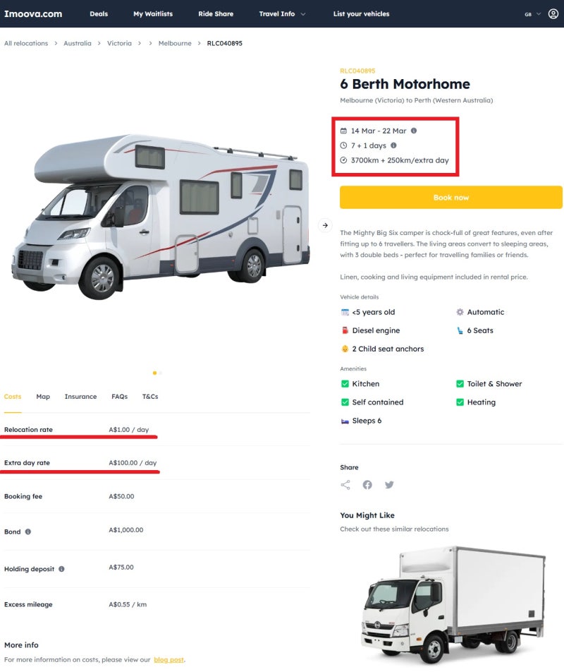 AUD1$ 캠핑카 멜버른에서 퍼스 - Imoova