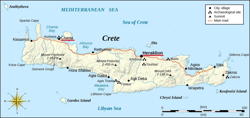 크레타 섬 지도