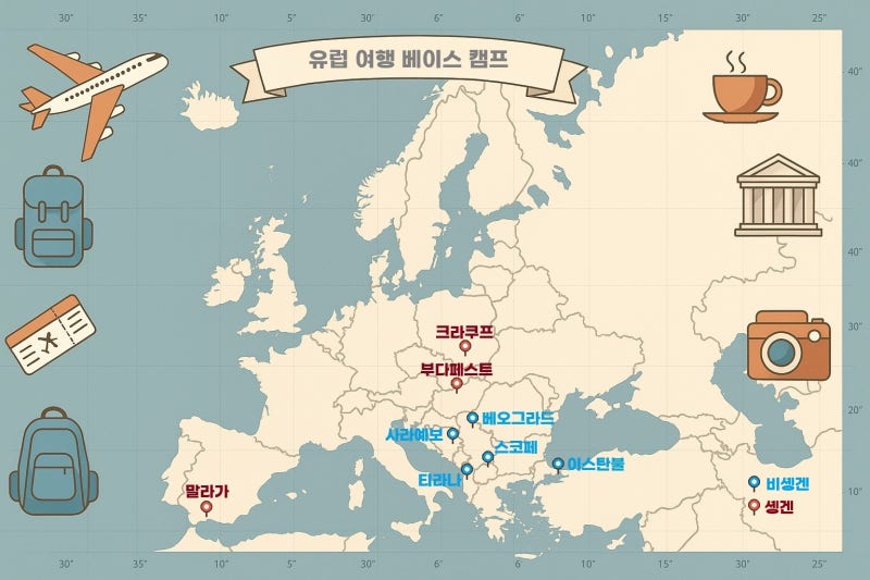 유럽 여행 베이스 캠프 후보 도시, 솅겐 지역 셋, 비솅겐 지역 다섯