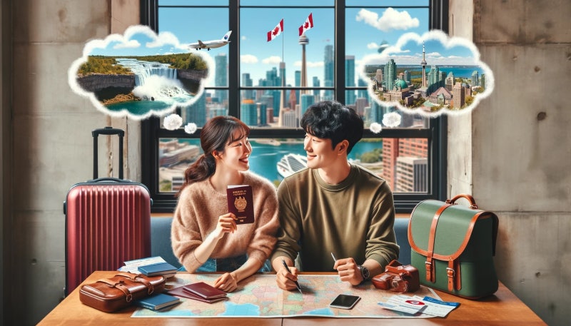 챗GPT가 그린 토론토 인 시카고 아웃 여행을 계획하는 커플