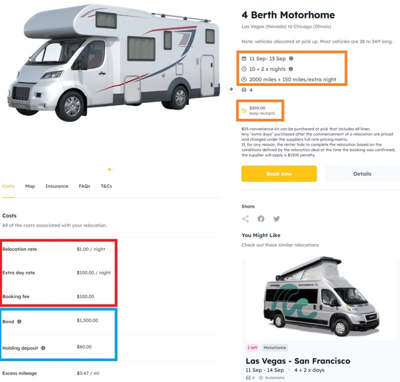 라스베가스 - 시카고 9/13 ~ 9/25(12박 13일) 이용 시 $110 - imoova.com