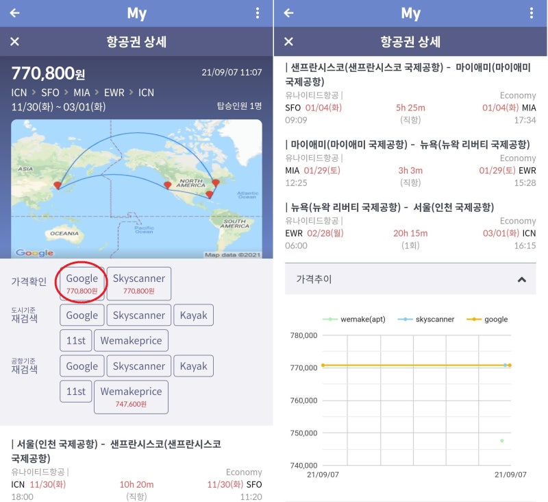 11/30(화) ~ 3/1(화) 서울 - 샌프란시스코 - 마이애미 - 뉴욕 - 서울 74만원