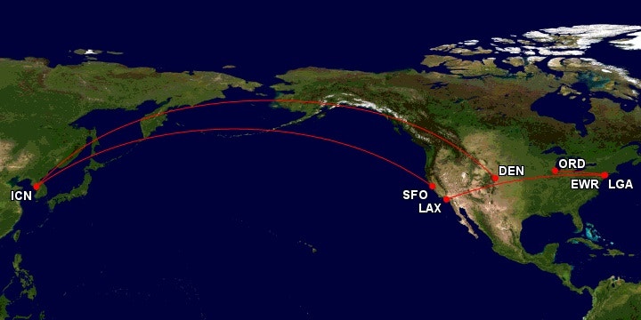 항공권의 여행 경로