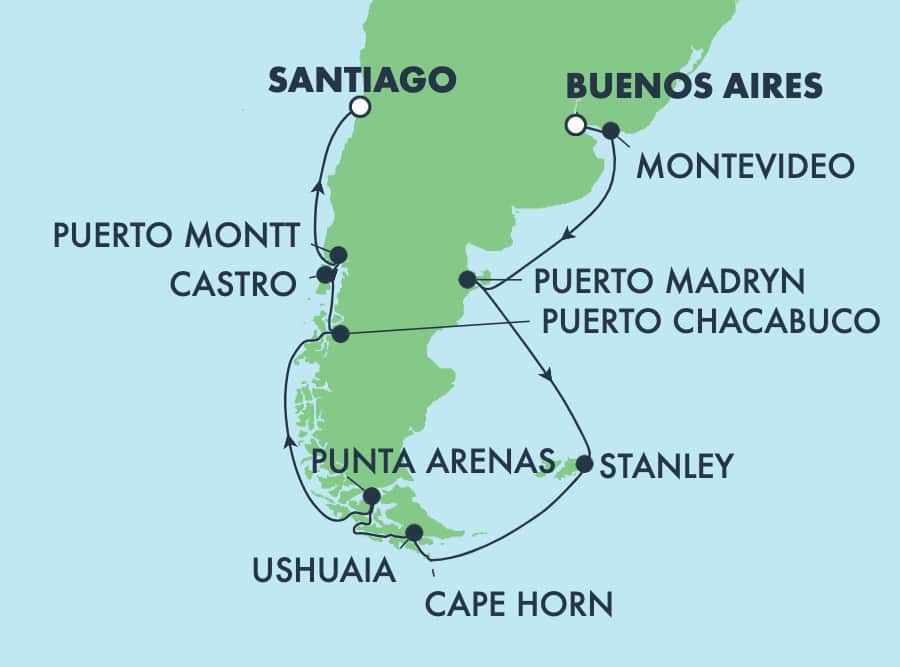 16-DAY CRUISE ON NORWEGIAN SUN, South America: Argentina & Chile from Buenos Aires, Argentina