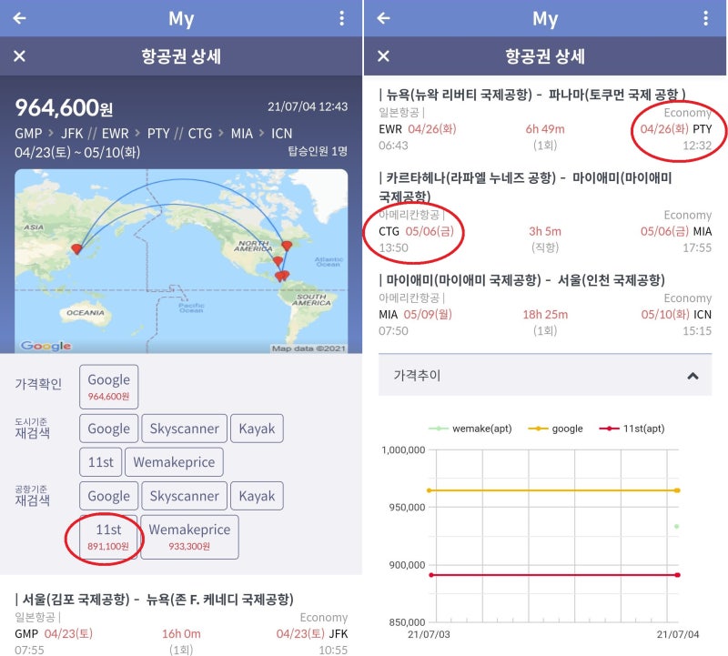4/23(토) ~ 5/10(화) 서울 - 뉴욕 - 파나마 // 카르타헤나 - 마이애미 - 서울 89만원
